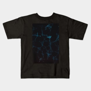 Abstract Blue Lines Resembling Star Constellation on Black Background Kids T-Shirt